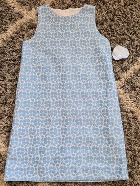 Little English Blue Jacquard Shift Dress